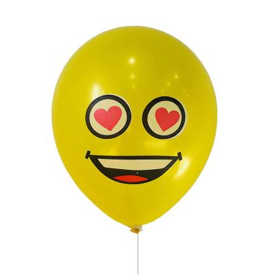 중국 Wholesale Eco-Friendly Custom Design Yellow Color Smile Face Latex Printed Balloons 판매용