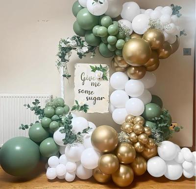 China 137Pcs White Gold Confetti Balloon Garland Set Eco-Friendly Greenery Balloon Arch For Jungle Theme Wedding Baby Shower Party Balloon Kit for sale