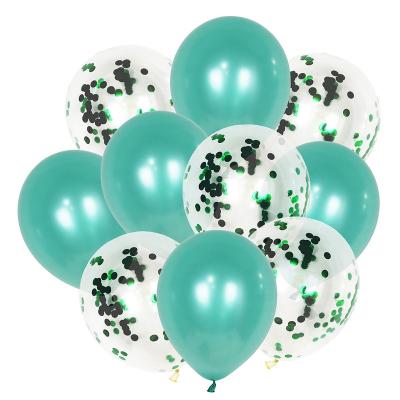 China Morden 10Pcs Green Gold Balloons For Baby Shower Decorations 12inch Green Gold Confetti Balloons Set for sale