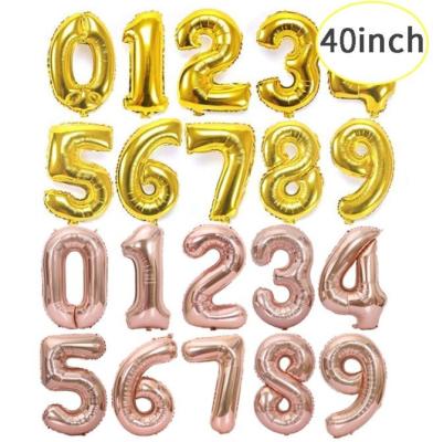 China Eco-Friendly Balloons Wholesale 40 Inch Large Number 0-9 Various Colors Foil Number Balloons Party Decoration Supplies for sale