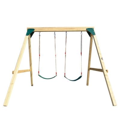 China Wooden Easy Assemble Kids Playground Equipment 2 Swing Positions Wooden Rack Frame for sale