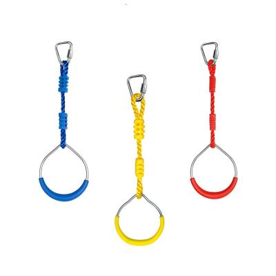 China Traditional Outdoor 3pcs Playground Warrior Obstacle Course Training Jungle Gyms Monkey Swing Ring for sale