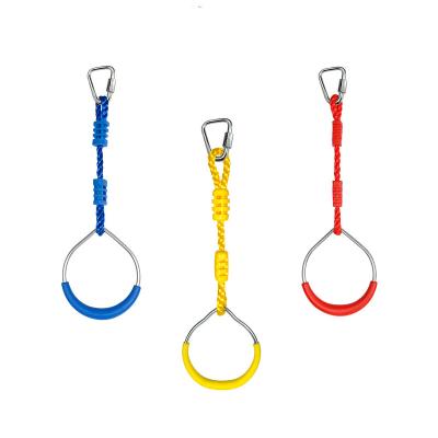 China Warrior Kids 3pcs Kids Gym Traditional Colorful Trapeze Swing Gymnastic Slackline Ring for sale