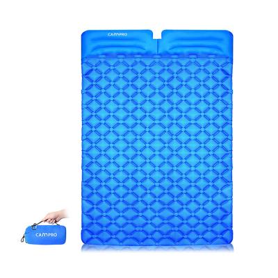 China Waterproof Lightweight Inflatable Plastic Self Sleeping Mat Folding Durable Outdoor Air Mat With Pillow for sale