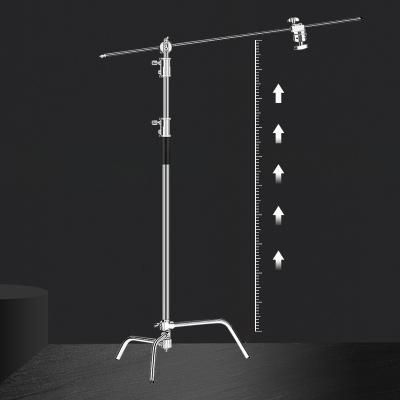 China Silver heavy duty stable 150-338cm photography c stand light stand with arm boom for umbrella softbox for sale