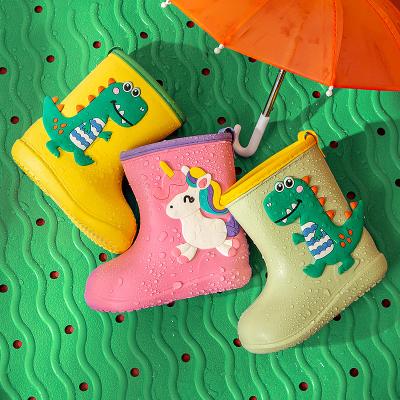 China Mario Children's EVA Cartoon Rainboots Non-slip Outdoor Dinosaur Rain Boots Baby Waterproof Cheerful Boy Girl Kids Waterproof Shoes for sale