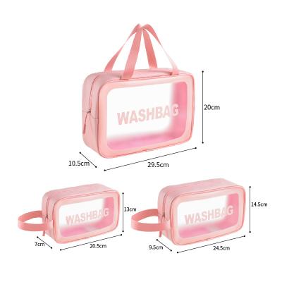 China Fashion Perfect Custom LOGO Waterproof PU Frosted Portable Toiletry Bag Makeup Bag Transparent Cosmetic Bag Travel Bag for sale