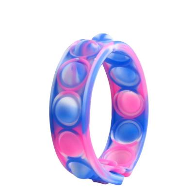 China Stress Relieve New Trigger Jumping Sensory Bouncing Person Toy Popit Silicone Push Bubble Squeeze Wristbands for sale