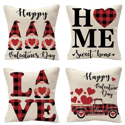 China PORTABLE Valentines Day Throw Pillow Covers Cushion Cover Pillow Case Cotton 18 x 18 Inches Canvas for Sofa Couch Bedroom Home for sale