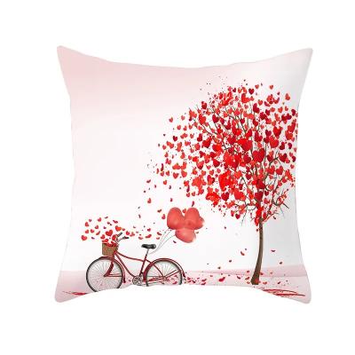 China Square Line Office Seat Sublimation Printed Pillow Cushion PORTABLE Happy Red Love Pattern Valentines Day Cover 18 x 18 inch For Sofa for sale