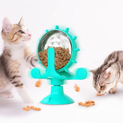 China Viable Lack Blue Pet Toys Big Function 6 Turntable Cat Toy Spinning Wheel for sale