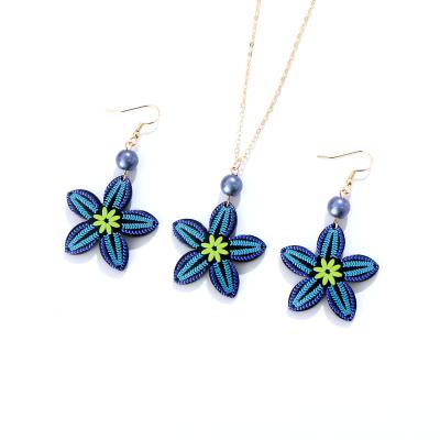 China Feature Komi 2021 Wholesale Blue Hawaiian Jewelry Flower Jewelry Sets for sale