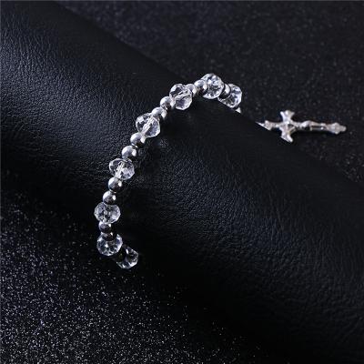 China Komi Rosary Bracelet JESUS ​​Virgin Mary Fashion Religious Jewelry Silver Color Beads Elastic Bracelets R-074 for sale