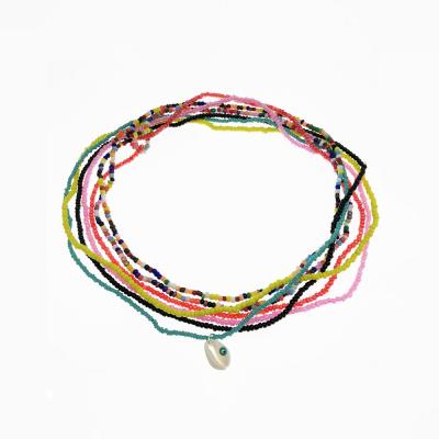 China 10pcs/set Summer Fashion KOMI Handmade Glass Beads Swell Elastic Waist Chain Body Chain Jewelry For Women for sale