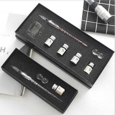 China Hot Selling Wholesale Colorful Immersion Pen Set of Modern Age Desgin Art Pen Creative Handcraft Glitter Glass Crytal for sale