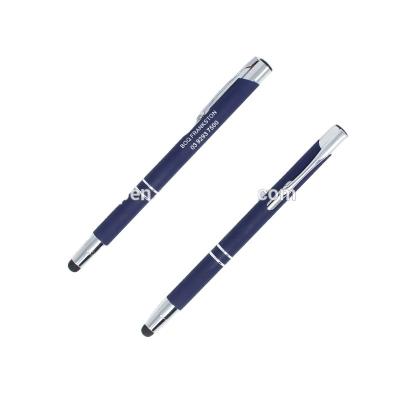 China High Quality Promotional Custom Logo Push Action Pen Promotional Pen JXF-006 Blue Soft Blue With Stylus Ballpoint Pen for sale