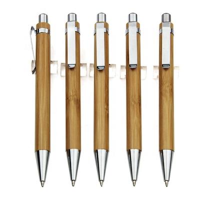 China Customized Promotional Bamboo Ballpoint Pen Wholesale Logo Advertising Manufactory/Bamboo Roller Pen Set for sale