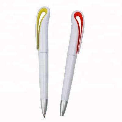 China Promotional Stylish White Plastic Twist Action Pen Ball Design Swan Neck Advertising Pen Q-05 Plastic Pen for sale