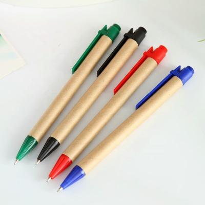 China W-01 Promotional Pen Wholesale Popular Custom Logo Making Advertising Recycle Pen Eco-Friendly Paper Kraft Ballpoint Pen for sale