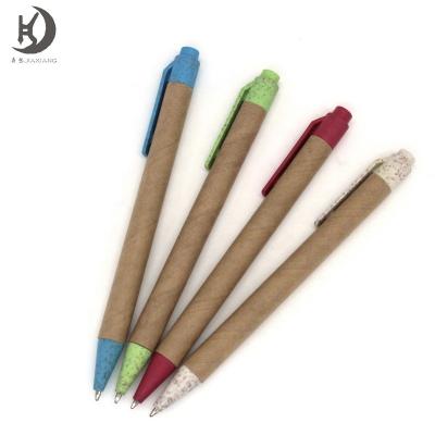 China W-24 Promotional Custom Pen Brand Logo Kraft Paper Pen Advertising Paper Ballpoint Pen e-Co Friendly for sale