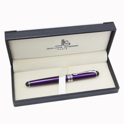 China Promotional Gift Luxury Wholesale Advertising Pen Set With Special Edition Leather Custom Logo Box Pen Big Heavy Metal Purple Fountain Pen for sale