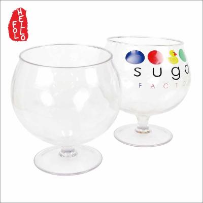 China 1000ml Colorful Customized Logo Oversized Short Stem Salad Plastic Wine Glass for sale