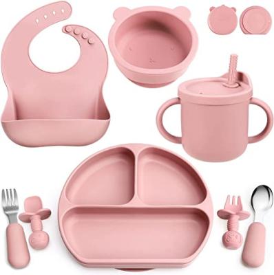 China BPA Free Hot Sale Baby's Good Friend's Silicone Tableware Eating Feeding Set for sale