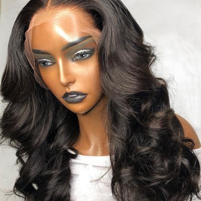 China Body Wave 100% Virgin Natural Transparent Lace Front Wig Body Wave Glueless Brazilian Color Hair Wigs With Preplucked Hairline for sale