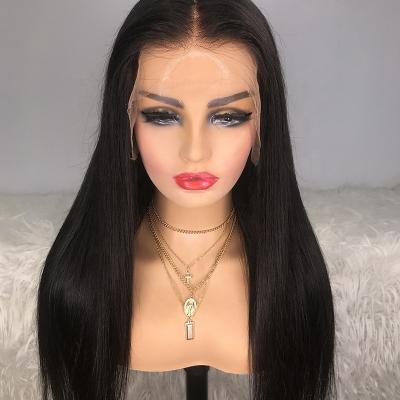 China Wholesale 24Inch Body Wave Hair Natural Black Pre Plucked Silky Straight Hd Lace Frontal Wig Lace Frontal Wig Virgin Hair for sale