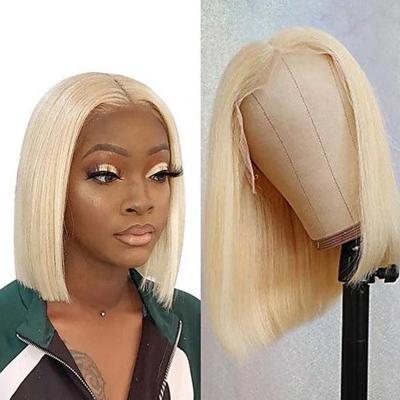 China Body Wave 180 Inch Blonde Wigs Bob Wig For Women Transparent Body Wave Virgin Hair Bob Lace Wigs 14 Density 613 for sale