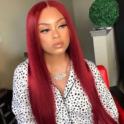 China Free Shipping Red Straight Body Wave Hair Wigs Lace Front Closure Wig 8Inch 40Inch At Hairline Instock Preplucked for sale