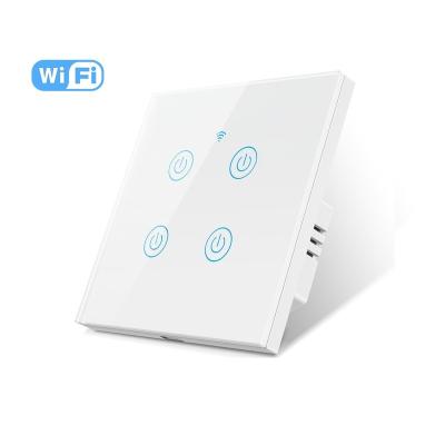 China Tuya WIFI+BLE 1/2/3/4 Smart Home Neutral Strip Home Light Remote Control Wireless Wifi Wall Touch Lamp Switch for sale