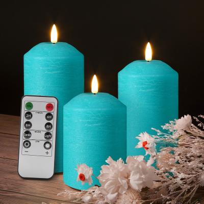 China Wedding Real Flame Matti 3d Christmas Pillar Birthday Party Gift Wavy Arrow Home Decoration Led Candle for sale