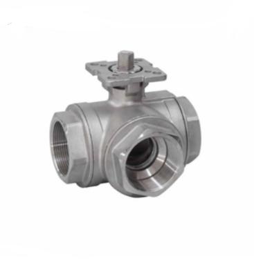 China General Stainless Steel 3 Way Ball Valve With ISO 5211/Stainless Steel Direct Mounting Bracket Thread Three Way Ball for sale