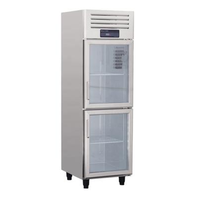 China Single-temperature European Style Two Glass Door Upright Refrigerator Stainless Steel Refrigerator for sale