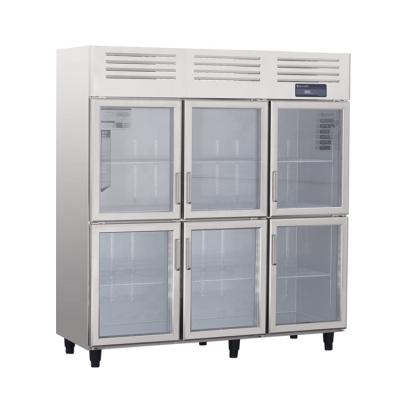 China Single-temperature hotel commercial kitchen large glass door refrigerator with glass door for drink display and promotion for sale