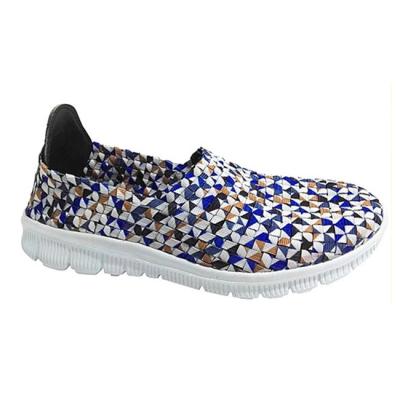 China 2022 Fashion Trend Shoes Ladies Flat Woven Elastic Breathable Sports Shoes for sale