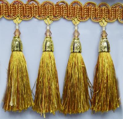 China Shiny top quality polyester eco-friendly tassel fringes for pillow decoration for sale