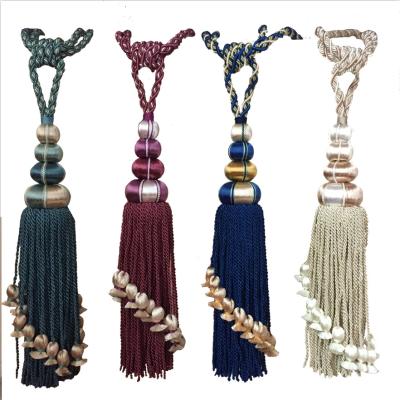 China Hot sale new design 2017 cotton long cord tassel tieback hook for curtain accessory for sale