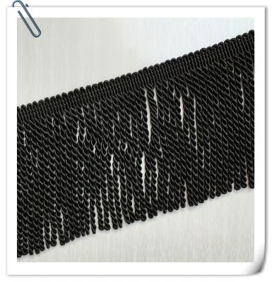 China 2017 Factory Direct Hot Sales New Style Black Color Cotton Bullion Tassel Trims fringe For Sofa for sale