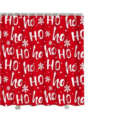 China Sustainable Christmas Theme Shower Curtain Christmas Stocking Snowman Moose Pattern with 12 Hooks Waterproof Shower Curtain for sale