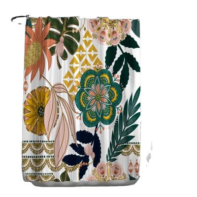 China Sustainable Exquisite Bohemian Retro Floral Shower Curtain with 12 Hooks Waterproof Mildew-proof Wrinkle-free Shower Curtain for sale