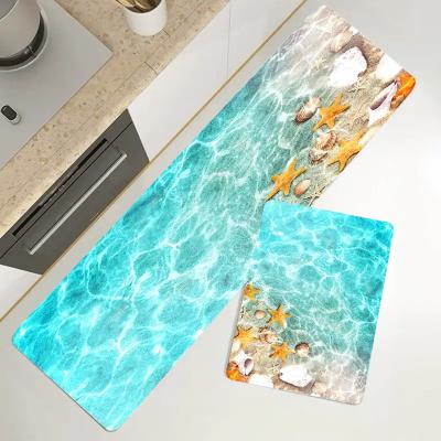 China Stain Resistant Ocean  Relaxation And Pleasure Themed  Household  Non-slip Oil-proof  Kitchen  Indoor Mat And Door Rug for sale