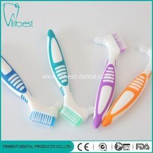 China Nylon Bristle Oral Care Denture Tooth Brush Two Head for sale