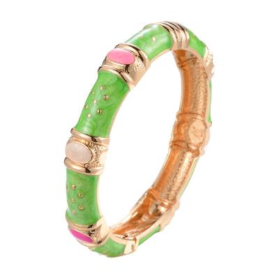 China Amazon CLASSIC Hot Sale Zinc Alloy Gold Plated Cat Eye Stone Opal Cloisonne Jewelry Enamel Bangle Bracelet for sale