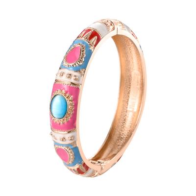 China Amazon Hot Selling Indian Zinc Alloy Gold Plated Cat Eye Stone Opal Bangle Bracelet Handmade Jewelry CLASSIC Hot Selling Bangles for sale