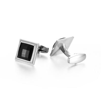 China Fashion Classic Design Custom Men's Square Zinc Alloy Silver Plating Cufflinks For Man for sale