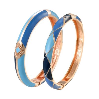 China Fashion Design CLASSIC Wholesale Bangles Set Zinc Alloy Blue Bangles Set For Women for sale