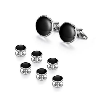 China High Quality 8 PCS Classic Set Round Shape Color Men Cufflinks And Studs Set Olive Cufflinks Feet for sale