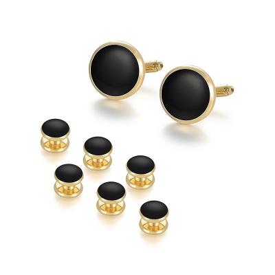 China Hot Sale Classic 8 PCS Set Mens Cufflinks Studs Set Round and Color Men Cuff Links and Studs Set for Tuxedo Shirt, Business, Wedding for sale